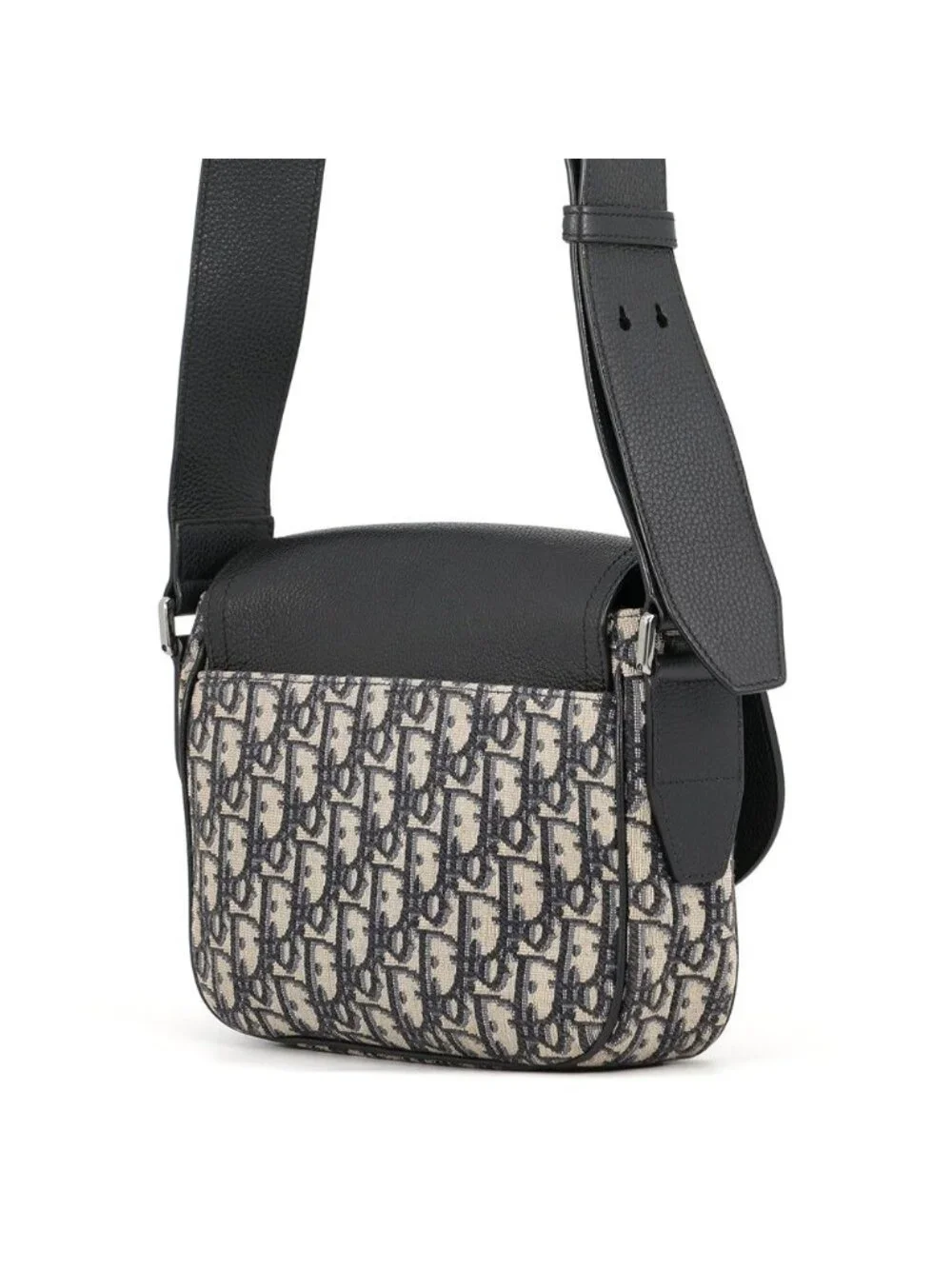 Dior Shoulder Bag Oblique Mini Saddle Black Trotter